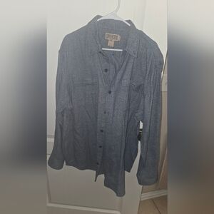 Duluth Trading Co. Men Button Up Shirt Gray Solid Cotton Long Sleeve Men XL